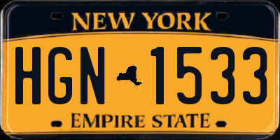 NY license plate HGN1533