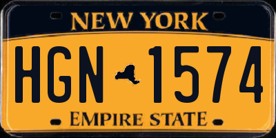 NY license plate HGN1574