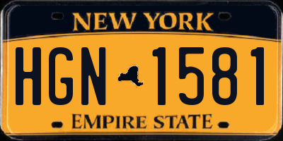 NY license plate HGN1581