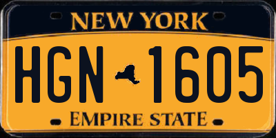 NY license plate HGN1605