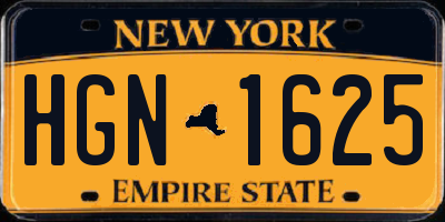 NY license plate HGN1625