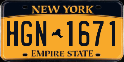 NY license plate HGN1671