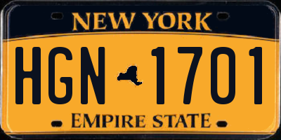 NY license plate HGN1701