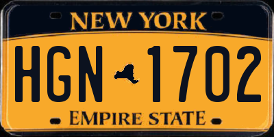 NY license plate HGN1702