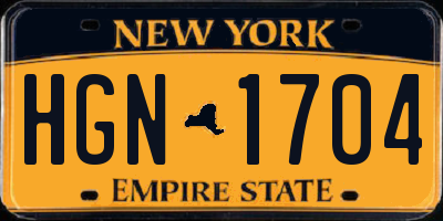 NY license plate HGN1704