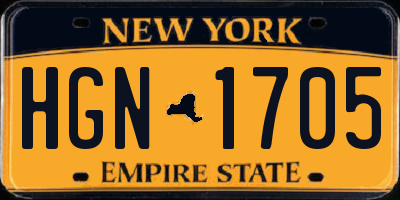 NY license plate HGN1705