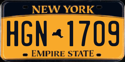 NY license plate HGN1709