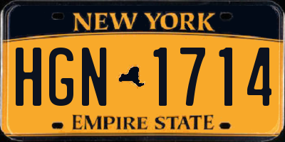 NY license plate HGN1714