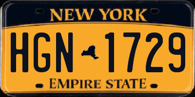 NY license plate HGN1729