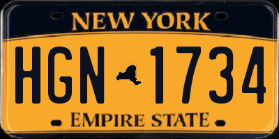 NY license plate HGN1734