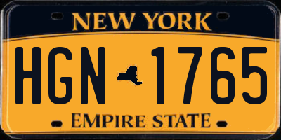 NY license plate HGN1765