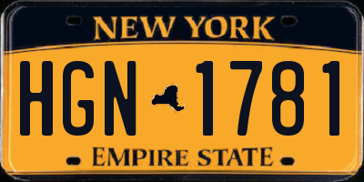 NY license plate HGN1781