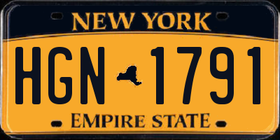 NY license plate HGN1791