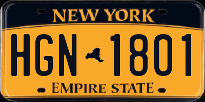 NY license plate HGN1801