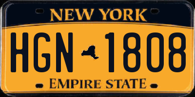 NY license plate HGN1808