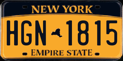 NY license plate HGN1815