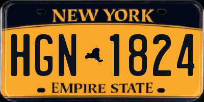 NY license plate HGN1824