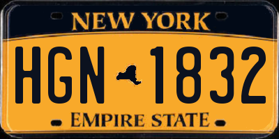 NY license plate HGN1832