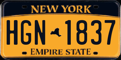 NY license plate HGN1837