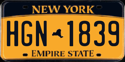 NY license plate HGN1839