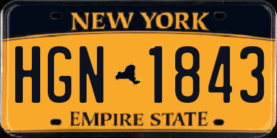 NY license plate HGN1843