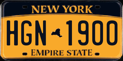 NY license plate HGN1900