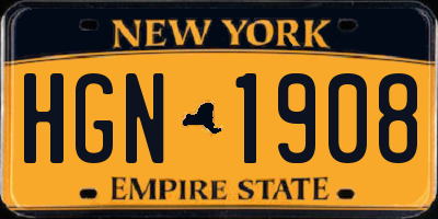NY license plate HGN1908