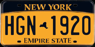 NY license plate HGN1920