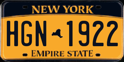 NY license plate HGN1922