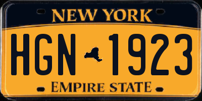 NY license plate HGN1923