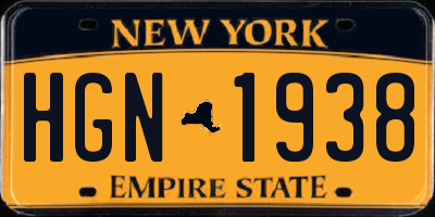 NY license plate HGN1938