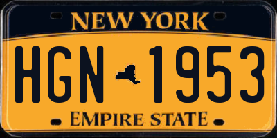 NY license plate HGN1953