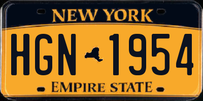 NY license plate HGN1954