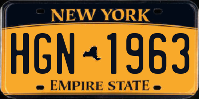 NY license plate HGN1963