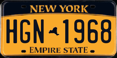 NY license plate HGN1968