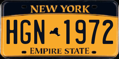 NY license plate HGN1972