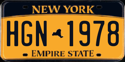 NY license plate HGN1978