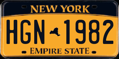 NY license plate HGN1982