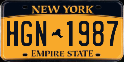 NY license plate HGN1987