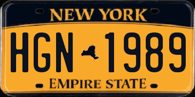 NY license plate HGN1989