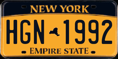 NY license plate HGN1992