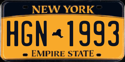 NY license plate HGN1993