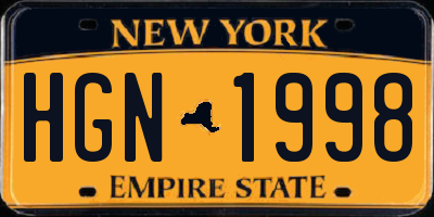 NY license plate HGN1998