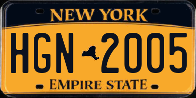 NY license plate HGN2005