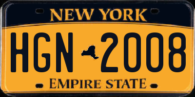 NY license plate HGN2008
