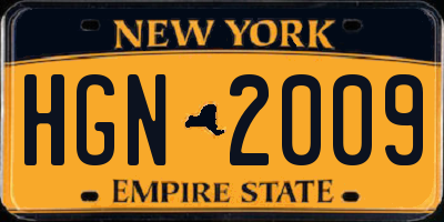 NY license plate HGN2009