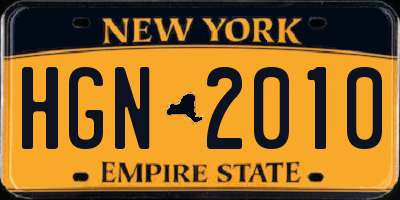 NY license plate HGN2010