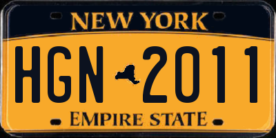 NY license plate HGN2011