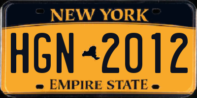 NY license plate HGN2012