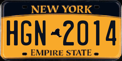 NY license plate HGN2014